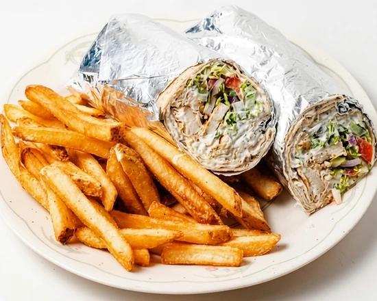 Chicken tikka kebab roll wrapped in kabuli bread at Papa Nash's in Airdrie, AB