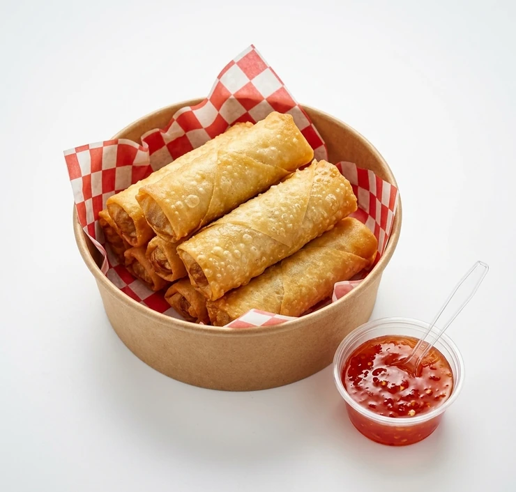 Seven crisp chicken spring rolls served at Papa Nash's in Airdrie