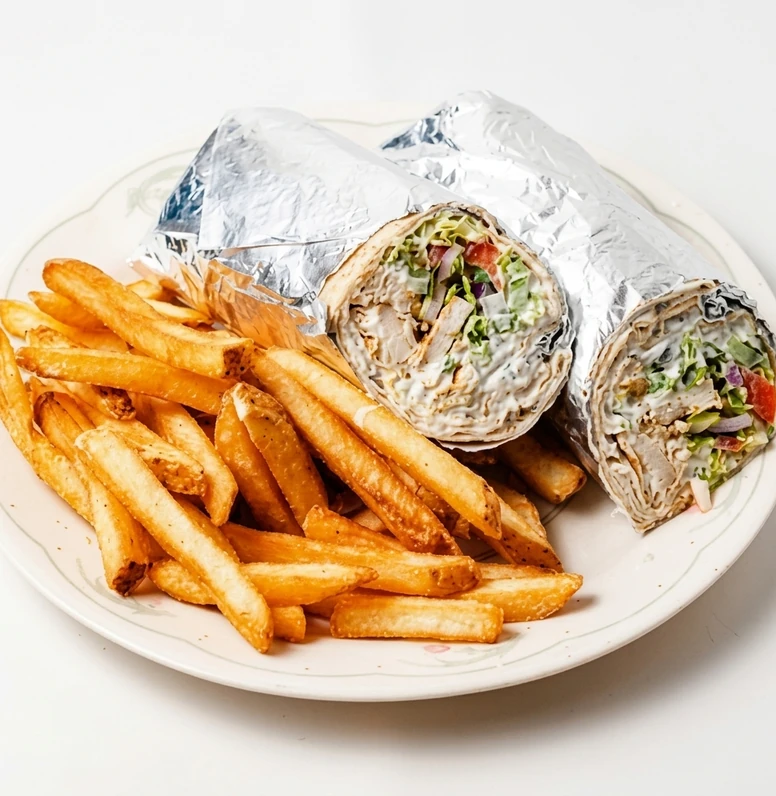 Chicken Tikka Kebab Roll wrapped in kabuli bread at Papa Nash's in Airdrie, AB